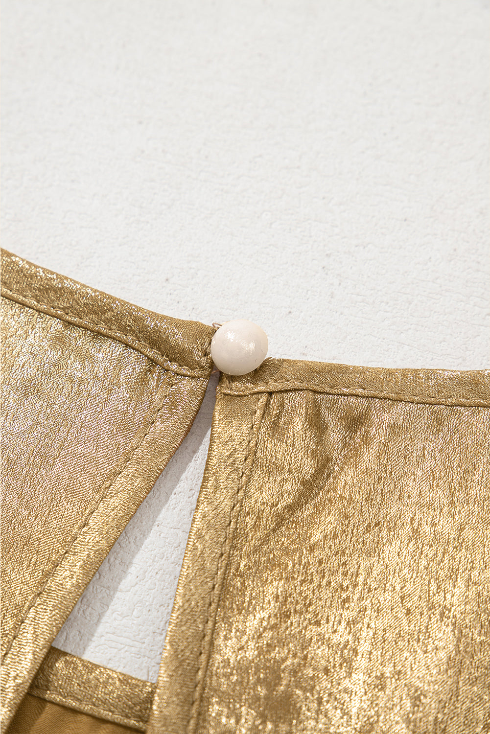 Gold Metal Textured Round Neck Casual Tank Top