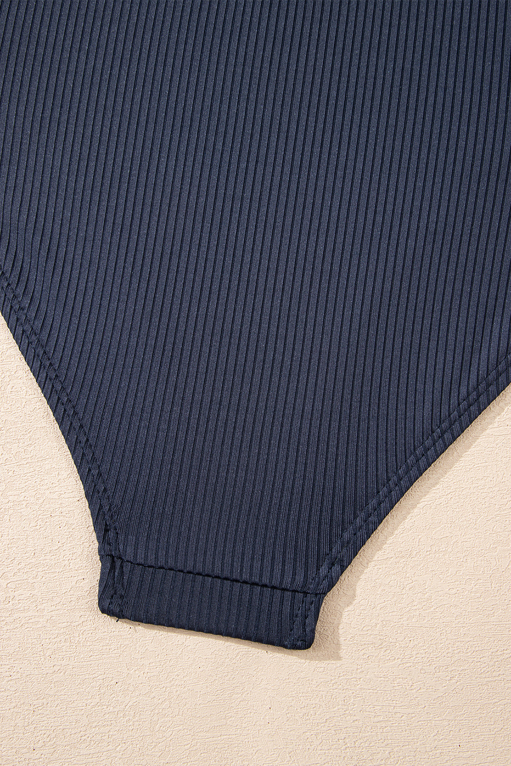 Navy Blue Ruched U Neck Ribbed Tankini
